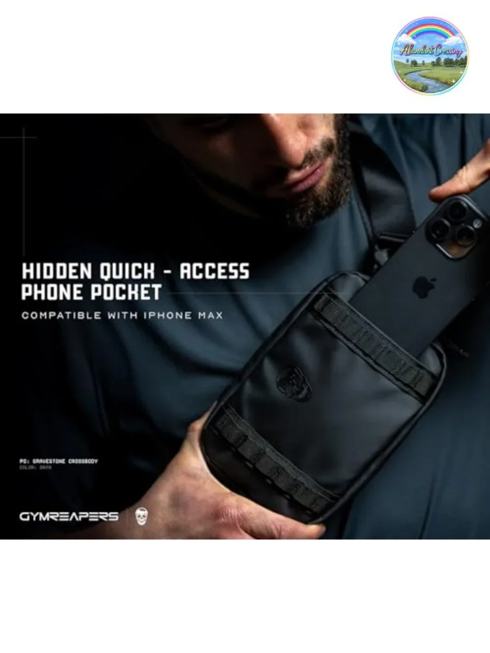 Waterproof Crossbody Sling Bag with Hidden Pocket Adjustable Strap Travel